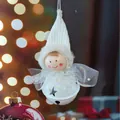 Cute white plush angel doll hanging ornament with spherical bell base for Christmas tree - Spherical Angel Doll Pendant / K-C037 (White)