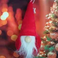 Handmade plush Christmas gnome ornament with red hat and white beard for tree decor - Red Gnome Style (K-C056)