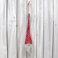 Handcrafted Christmas gnome ornament with red patterned long hat and white beard - Red