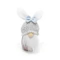Handmade Easter gnome plush featuring white bunny ears and a light blue bow tie detail. - Purple Pink