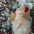Muñeca ángel de peluche blanco con alas doradas para decoración de árbol Navidad. - Estilo Ángel Blanco con Alas Doradas (K-C111)