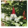 Handmade Christmas gnome hanging ornament featuring a red knitted hat on a tree - Red Style (SD-GJ004)