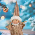Adorable plush Christmas angel ornament hanging decoration with brown stripes and gold star detail - Brown Star Style (K-C083) / K-C083 (Brown Star Angel)