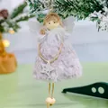 Plush angel doll Christmas tree ornament with fuzzy grey dress and silver stars - Grey Heart Angel Star Skirt