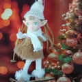 Handcrafted Nordic style plush skiing angel doll hanging Christmas tree ornament decoration - Brown Skier Style (K-C0102)