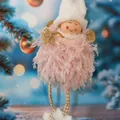 Handmade pink plush angel girl ornament with golden star for Christmas tree decoration. - Pink Plush Angel Star (K-C066)