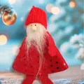Adorno de gnomo de Navidad hecho a mano con vestido de lentejuelas rojas y gorro rojo. - Gnomo con Gorro de Punto de Lentejuelas Rojas