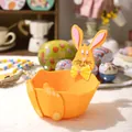 Niedlicher orangefarbener Osterhase-Filzkorb für Süßigkeiten und Heimdekoration - Orange