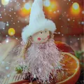 Cute Christmas angel plush doll pendant with pink shaggy dress and white knit hat - Spherical Angel Doll Pendant / K-C039 (Pink)