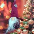 Burgundy plush Christmas gnome ornament with a white fuzzy beard and silver star - Wine Red Star Gnome Style (K-C058)