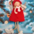 Adorable red plush Christmas angel ornament with silver glitter wings for tree decoration - Red Antler Style (K-C084) / K-C084 (Red Antler Angel)
