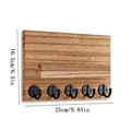 Wall-mounted wooden shelf with 5 black metal hooks for keys and mail organization - 5 Hooks Design (21465586763) / Wall Mounted Decorative Shelf