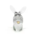 Easter bunny gnome plush with grey knitted hat and soft white beard decor detail - Light Green