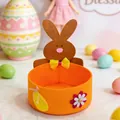 Orange felt Easter basket with cute brown rabbit design for candy storage and holiday decor - Orange (FH-BJ0001)