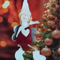 Adorable plush Christmas angel doll ornament featuring red dress and silver wings - Red Plush Scarf Angel (K-C122)