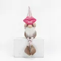 Detailed view of a Mother's Day gnome plush with pink lips saying 'I Love You MUM'. - Holding Lips / S