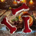 Plüschiger weihnachtlicher Knochenanhänger in Rot und Weiß für den Tannenbaum - K-C014 (Roter Knochen)