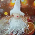 Cute white fuzzy plush angel doll hanging Christmas tree ornament for holiday decoration - Spherical Angel Doll Pendant / K-C040 (White Braids)