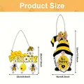 Size details for bumble bee gnome and sunflower welcome wooden door hanger signs - Bee