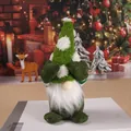 Adorable Christmas gnome plush with green fuzzy snow cap for festive tabletop decor - Snowflake Hat Covering Eyes Gnome / Green