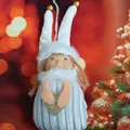 Poupée ange de Noël blanche en peluche faite main avec cœur doré à paillettes - Ange à Tresse Rayé Gris Cœur (K-C068)