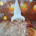 Cute angel Christmas tree plush hanging doll with white knitted hat and fuzzy pink body - Spherical Angel Doll Pendant / K-C041 (Pink Braids)
