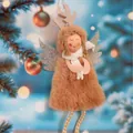 Cute plush Christmas angel girl ornament with reindeer antlers and wings - Brown Antler Style (K-C086) / K-C086 (Brown Antler Angel)