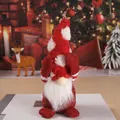 Festive Christmas gnome plush doll with snowflake hat covering eyes for table decor - Snowflake Hat Covering Eyes Gnome / Red