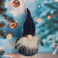 Cute blue striped Christmas gnome plush doll hanging ornament for festive tree decoration - Blue Starry Hat Gnome (K-C124)