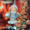 Adorable silver sequined Christmas angel plush doll ornament, 18x9cm hanging decoration - Silver Sequin Angel