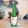 Christmas gnome doll with long green hat and reindeer antlers for holiday decor - Green Antler Hat Style