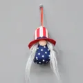 Independence Day patriotic gnome hanging ornament with American flag stars and stripes - Hanging Braid Female Style (BH203110) / 3.5-Inch