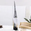 Christmas gnome wine bottle cover with embroidered snowflake for holiday table decoration - Gray