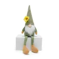 Spring gnome plush with yellow flower decoration on green knitted hat and beard - Sunflower Style (B)