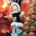 Cute blue velvet angel plush Christmas tree hanging ornament with a gold heart detail - Dark Blue Velvet Angel