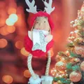 Niedliche rote Weihnachtsfigur aus Plüsch mit Rentiergeweih und glitzerndem Stern - Rotes Rentier-Sternmädchen (K-C080)