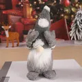 Charming grey Christmas gnome plush doll featuring a see-no-evil pose and snowflake hat - Snowflake Hat Covering Eyes Gnome / Gray