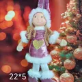 Adorable pink velvet angel plush doll Christmas tree ornament with glitter heart - Pink Purple Velvet Angel