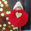 Cute red plush angel doll Christmas tree hanging ornament with gold glitter heart - Spherical Angel Doll Pendant / K-C044 (Red Ball)