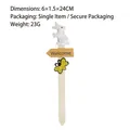 Easter decorative garden stake featuring a cute resin rabbit with a wooden Welcome sign - Rabbit Looking Back