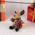 Adorable plush Christmas reindeer ornament in red plaid fabric with hanging loop for tree - Deer
