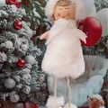 White plush Christmas angel girl hanging ornament for tree decoration and holiday - White Long Legs Style (K-C054)