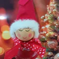 Lindo adorno de muñeca navideña con gorro rojo y lazo de lunares para decoración festiva - Colgante Elfo Gorro Rojo (K-C001)