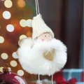 Handmade cute white plush angel Christmas tree ornament featuring golden glitter heart detail - Spherical Angel Doll Pendant / K-C045 (White Ball)