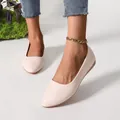 Comfortable light pink pointed-toe flat shoes for women in a stylish casual design - 35 / Off White