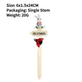 Easter decorative garden stake featuring a cute resin rabbit and ladybug on wood - Rabbit Holding Egg