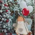 Plush Christmas angel ornament with glitter heart and balloons decoration - White Angel (K-C128)