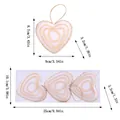 Detail view with dimensions for 3-piece heart foam ornaments with twine for Christmas - Heart Style / Three-Piece Set