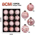 Set de 12 bolas de Navidad de 8 cm de estilo antiguo en blanco y cobre decorativas - 12 Piezas/Paquete (8cm) / Rojo