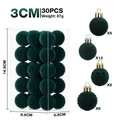 Lot de 30 boules de Noël en velours vert émeraude 3cm pour décoration de sapin - Lot de 30 / Vert foncé